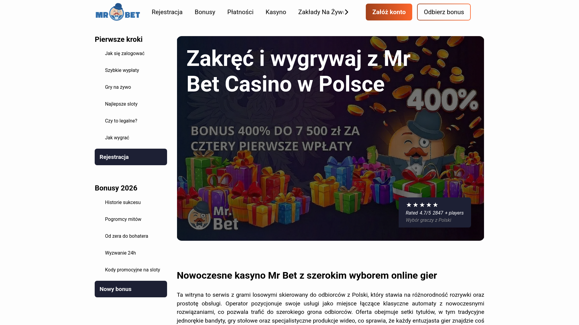 website screenshot of https://mr-bet-com-pl.pages.dev/