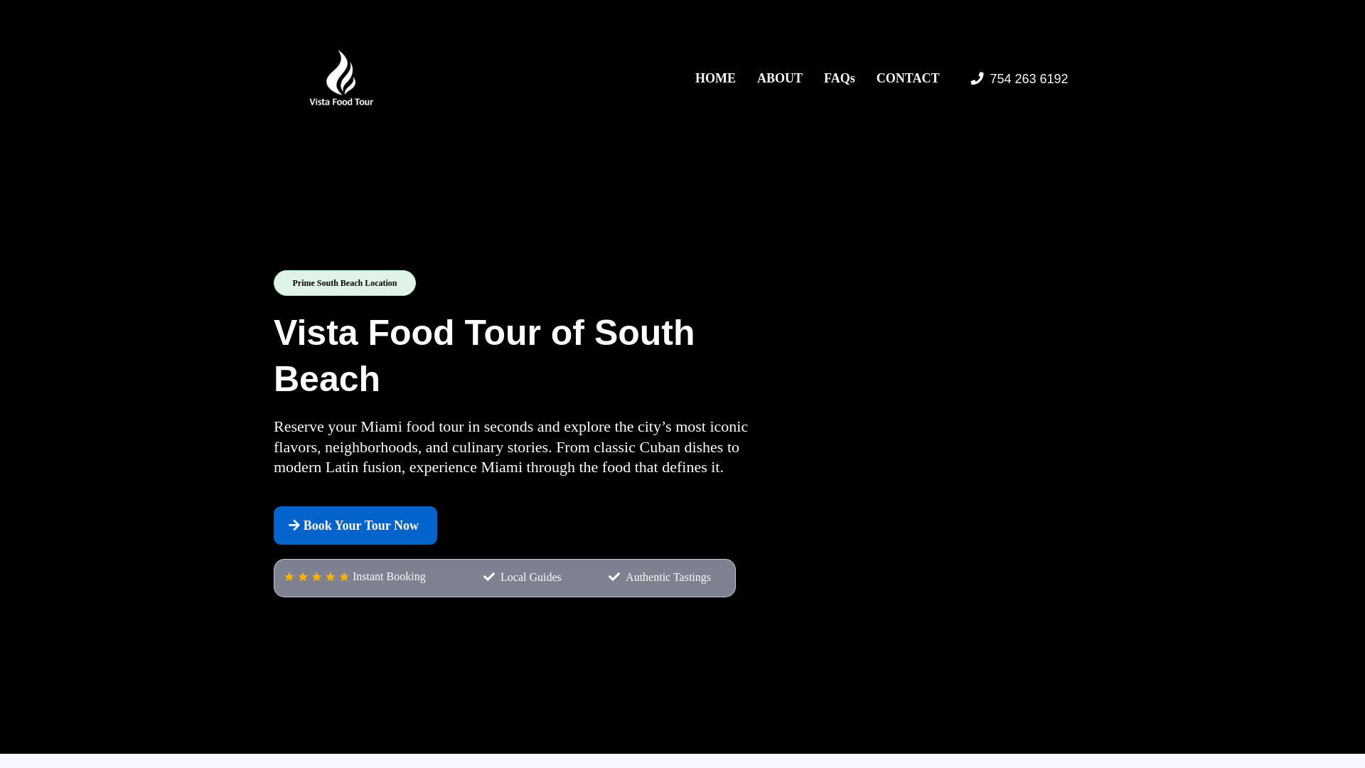 website screenshot of https://vistafoodtour.com