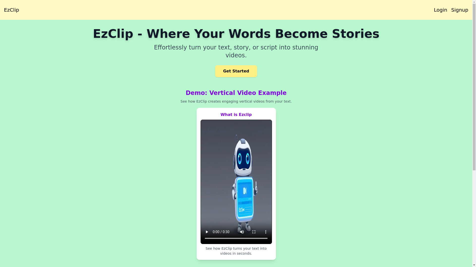 website screenshot of https://ezclip-frontend.pages.dev/
