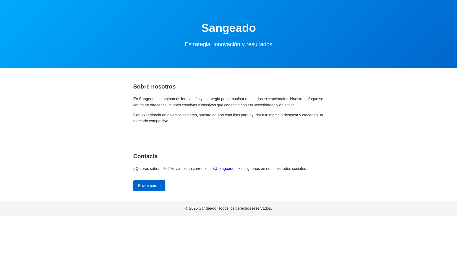website screenshot of https://sangeado.mx/