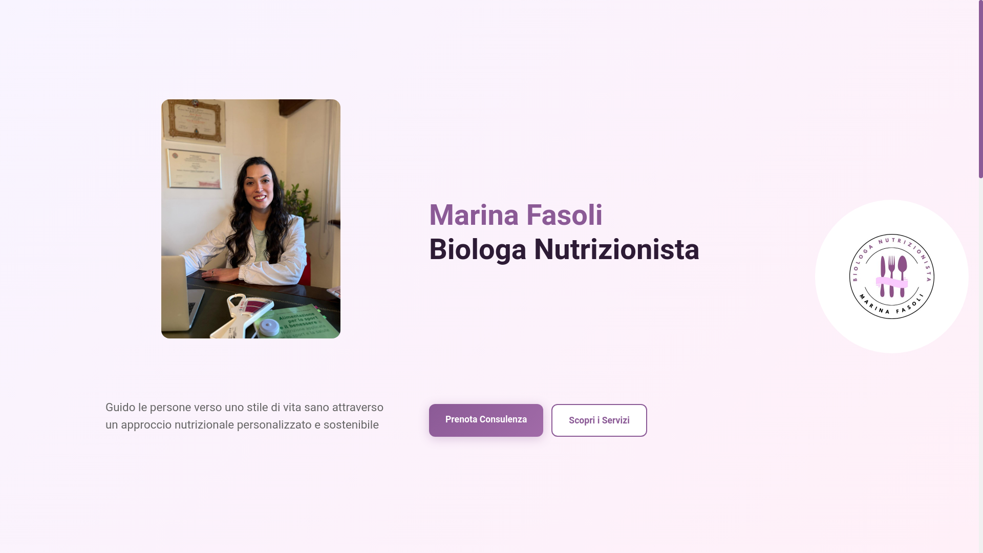 website screenshot of https://marinafasolinutrizionista.it/