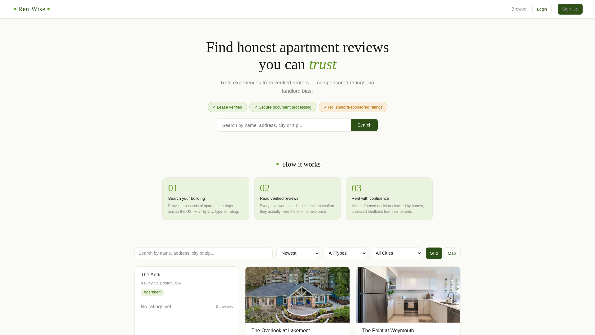 website screenshot of https://rent-wise.live/