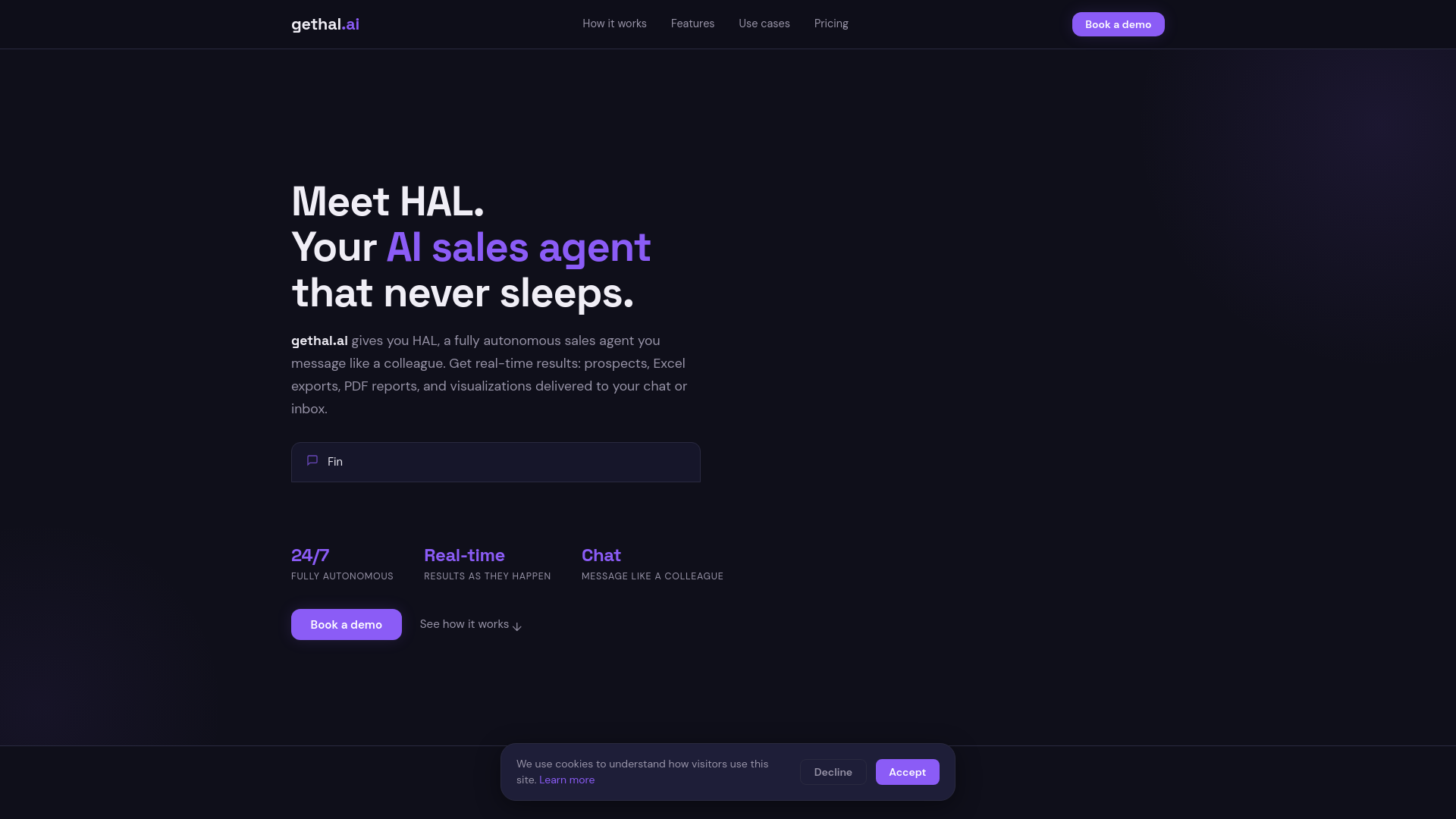 website screenshot of https://gethal.ai/