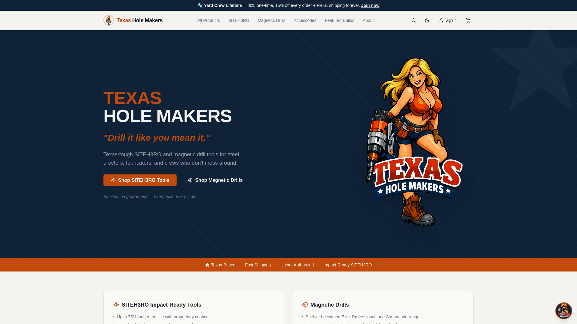website screenshot of https://texasholemakers.com/