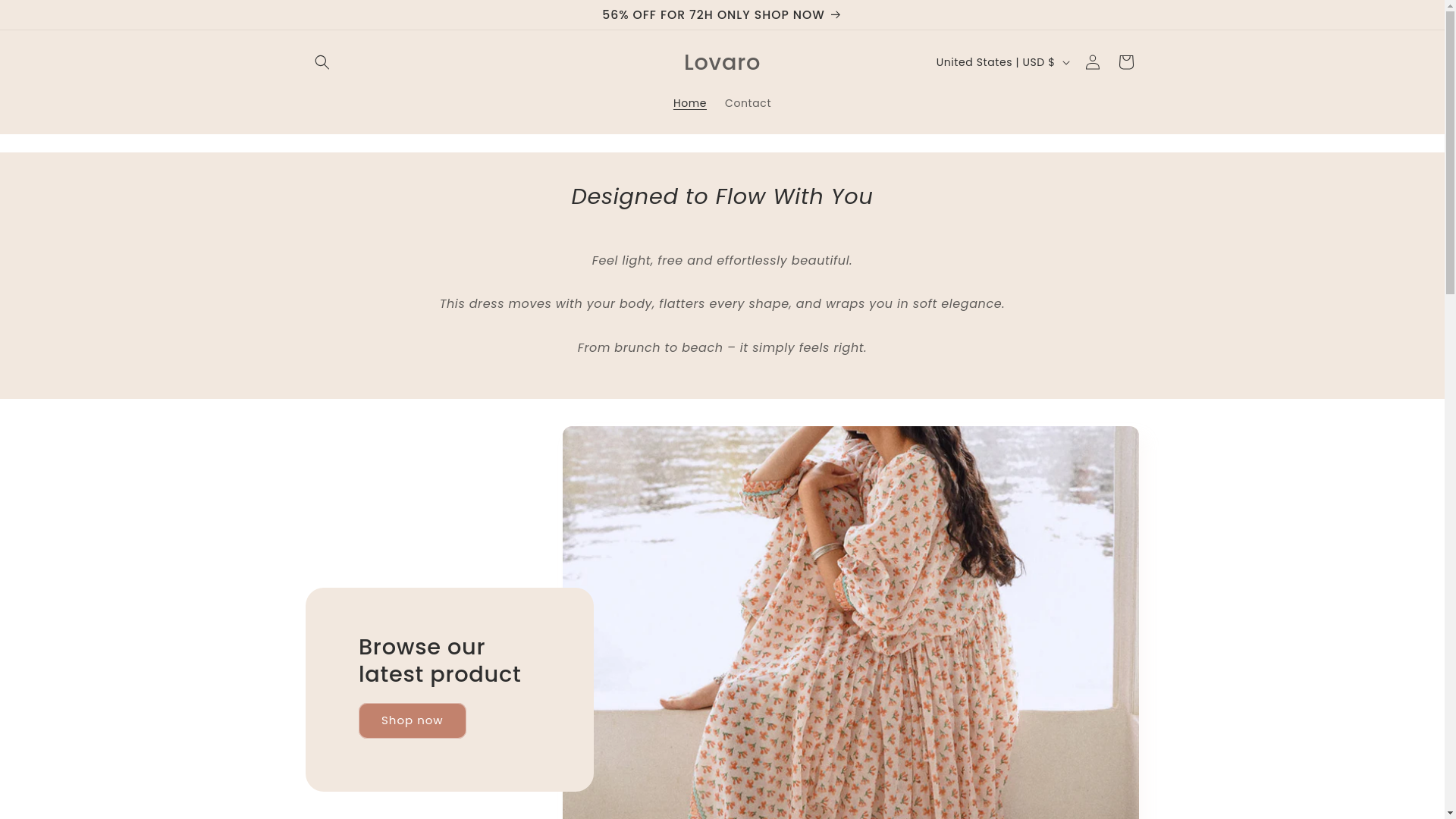 website screenshot of https://lovaro.store/