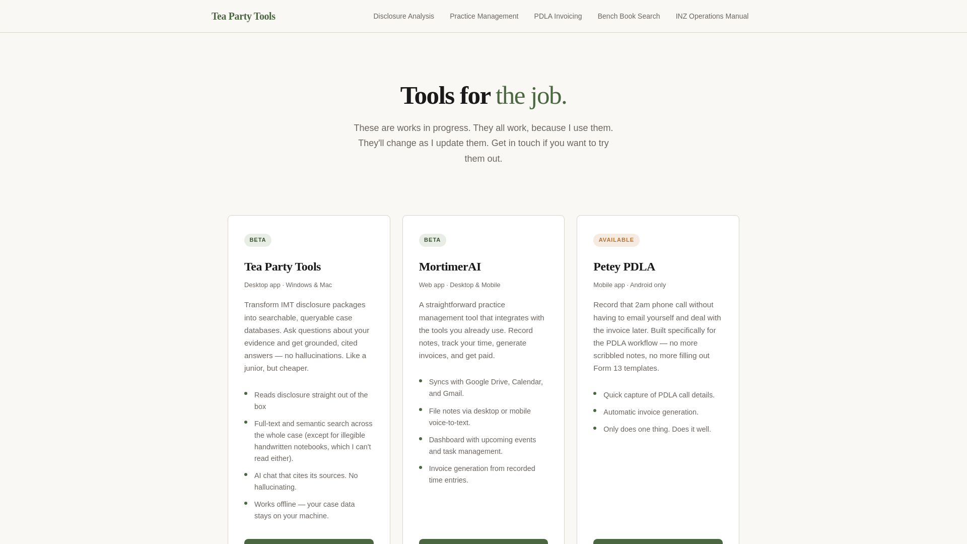 website screenshot of https://teapartytools.co.nz