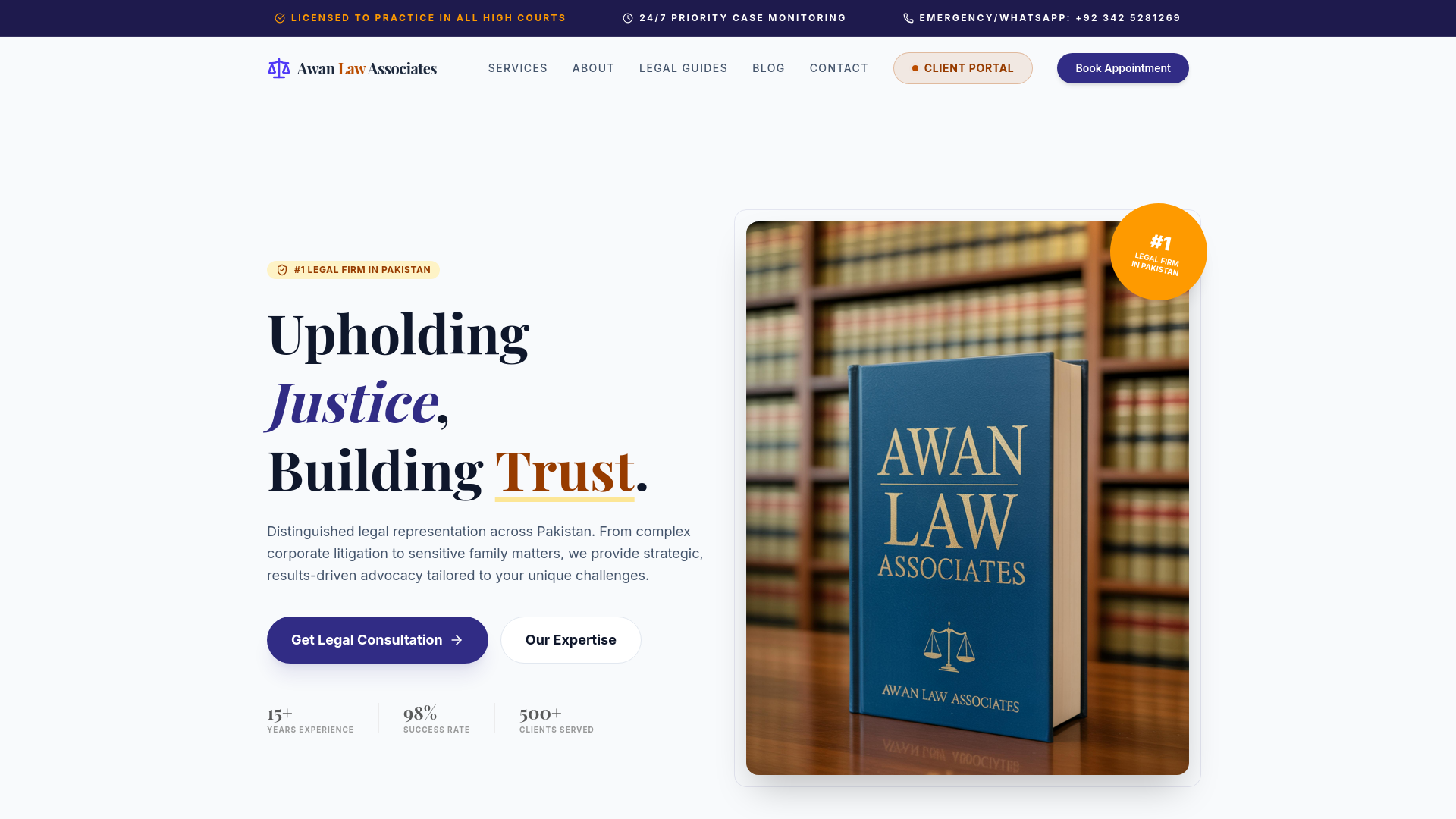 website screenshot of https://awan-law-associates.com/