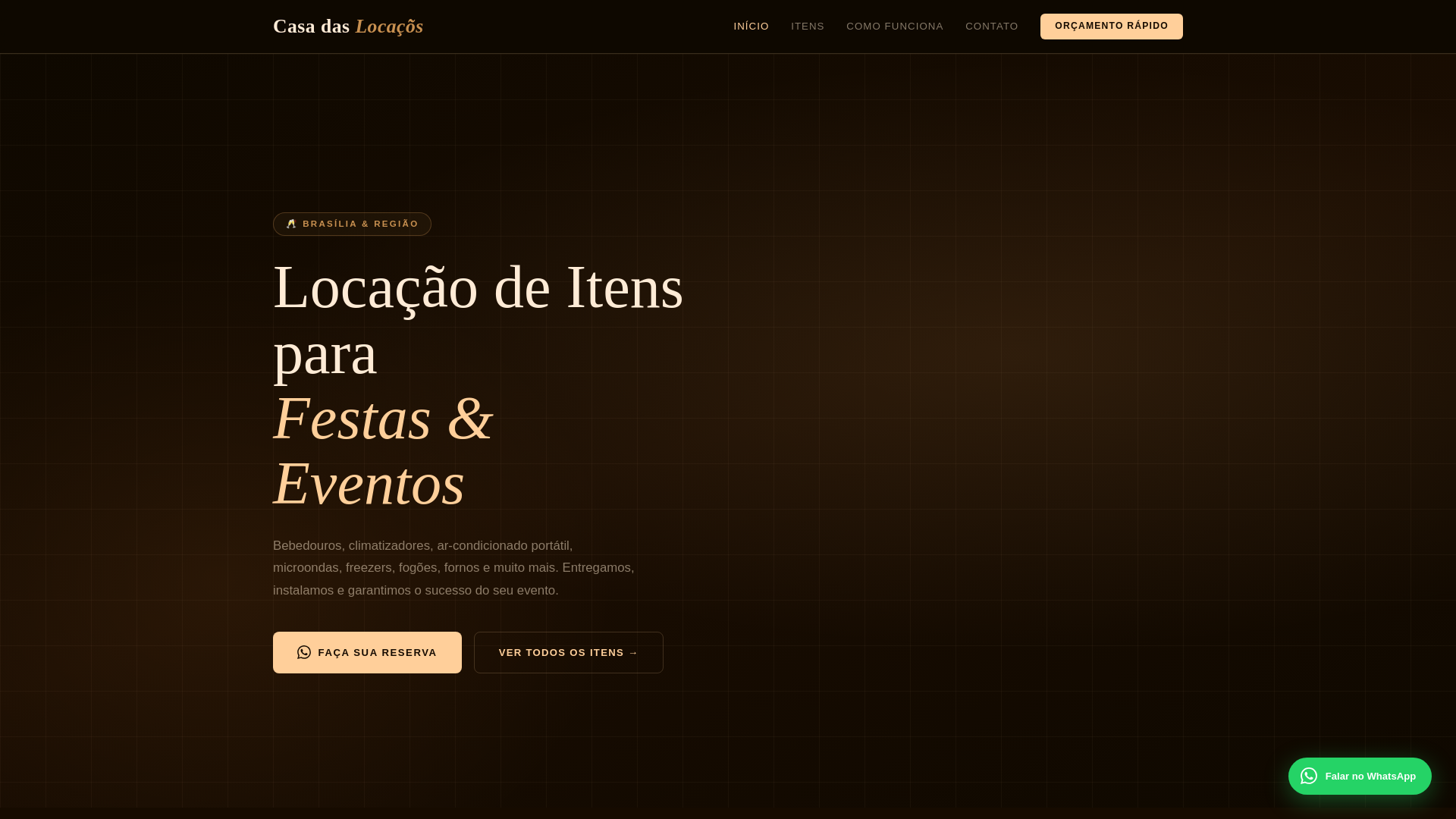 website screenshot of https://casadaslocacoes.com.br