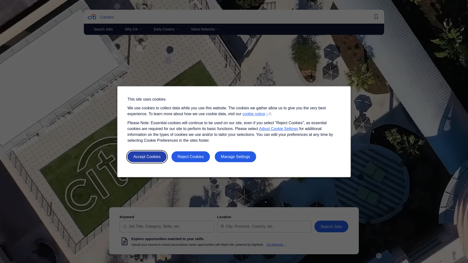 website screenshot of http://careers.citi.com/Careers/index/#/