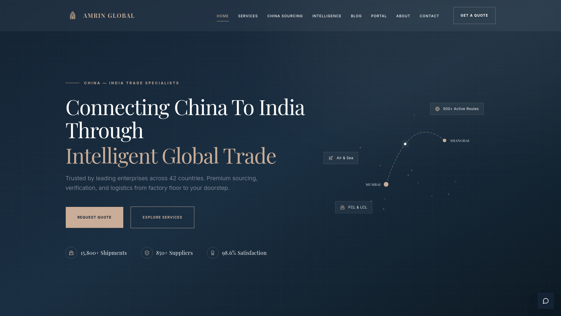 website screenshot of https://amringlobal.com/