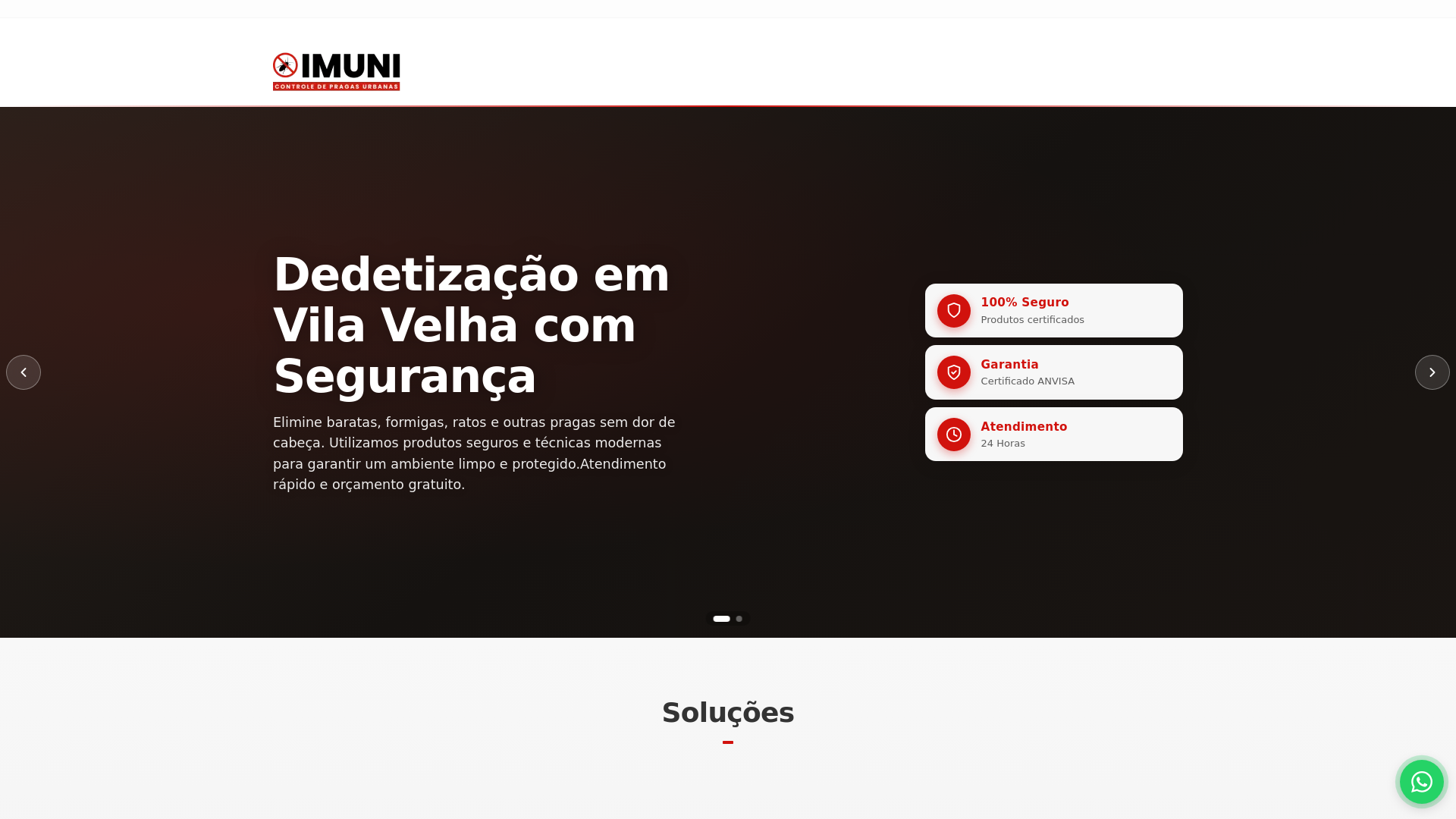 website screenshot of https://vilavelhadedetizacao.com.br/