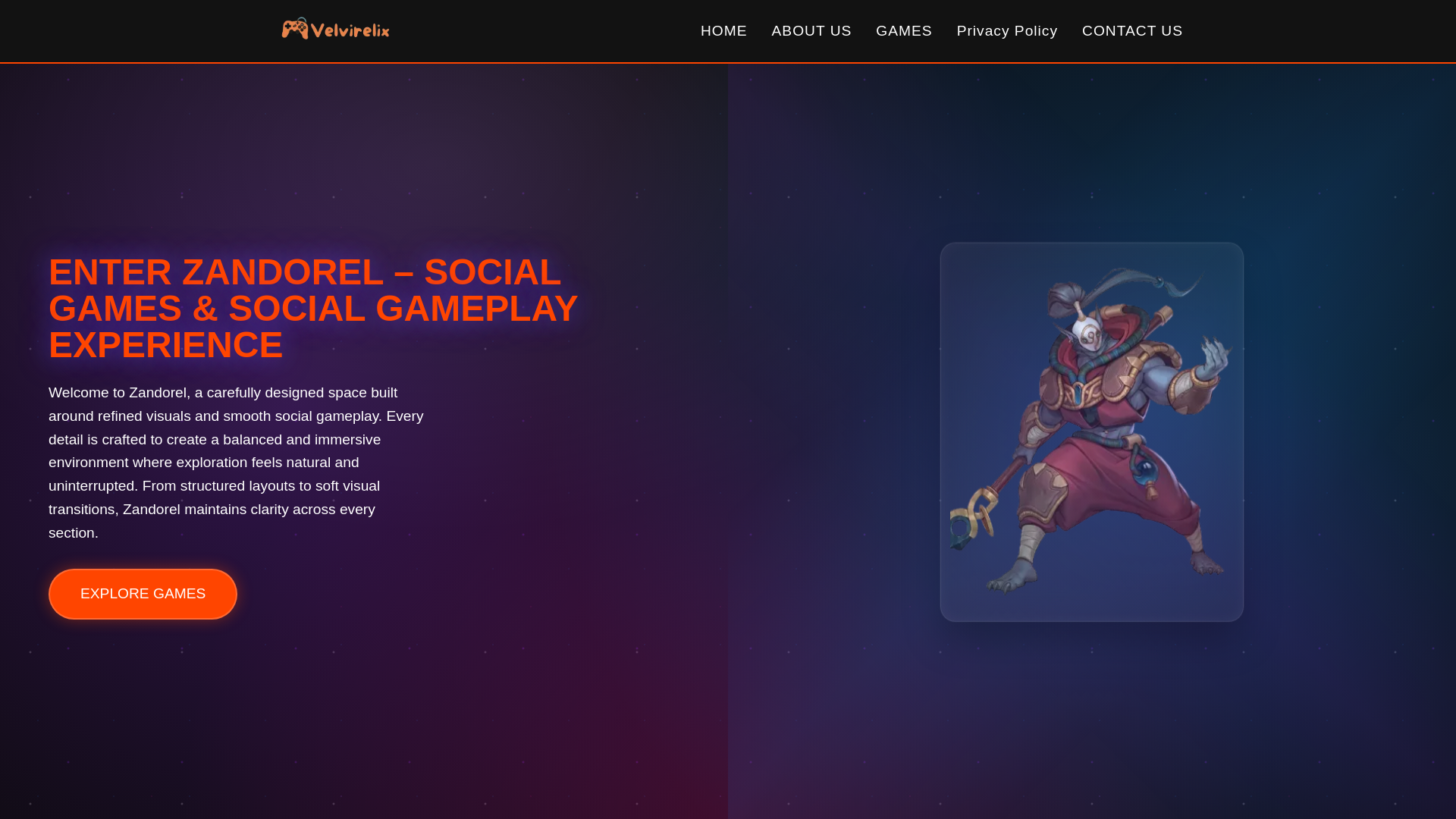 website screenshot of https://zandorel.online/