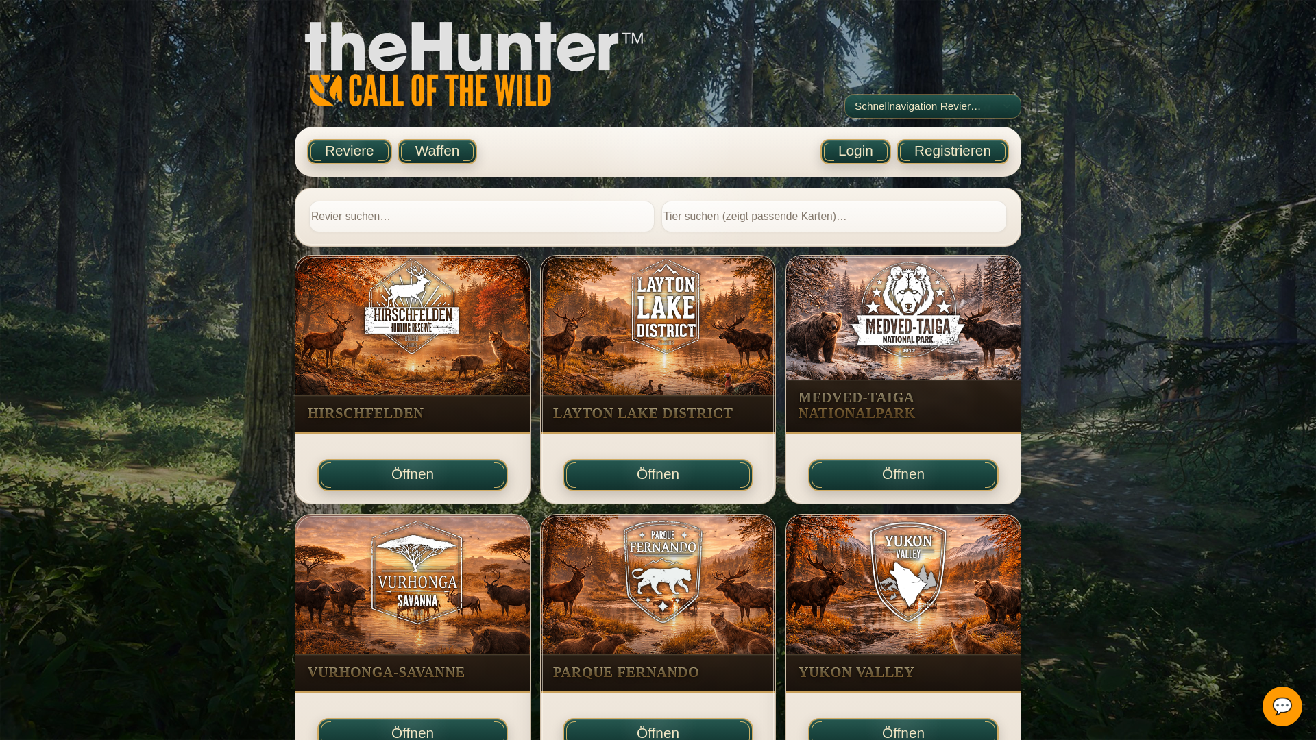 website screenshot of https://thehunter-cotw.de/