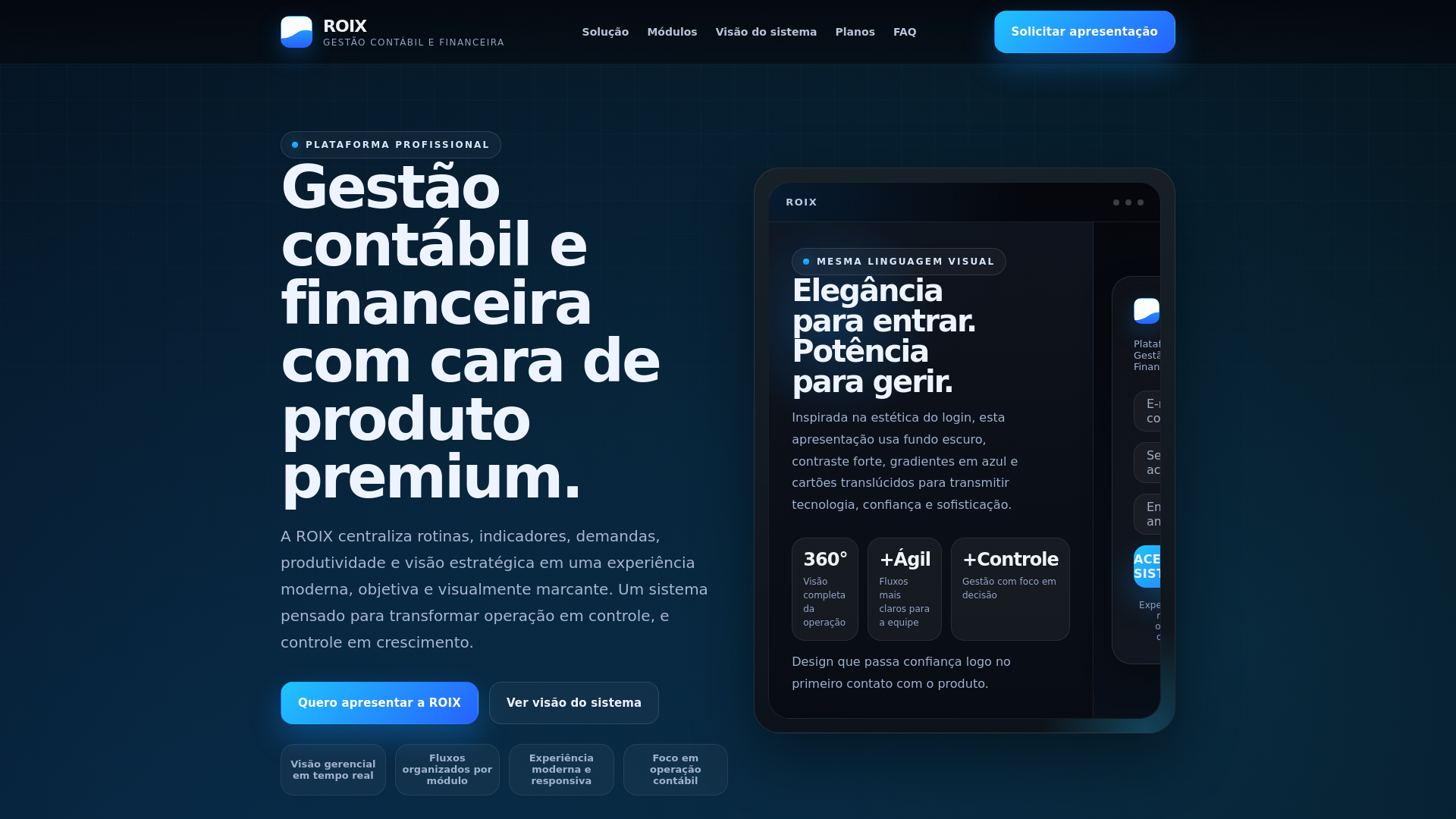 website screenshot of https://roixgestao.com.br