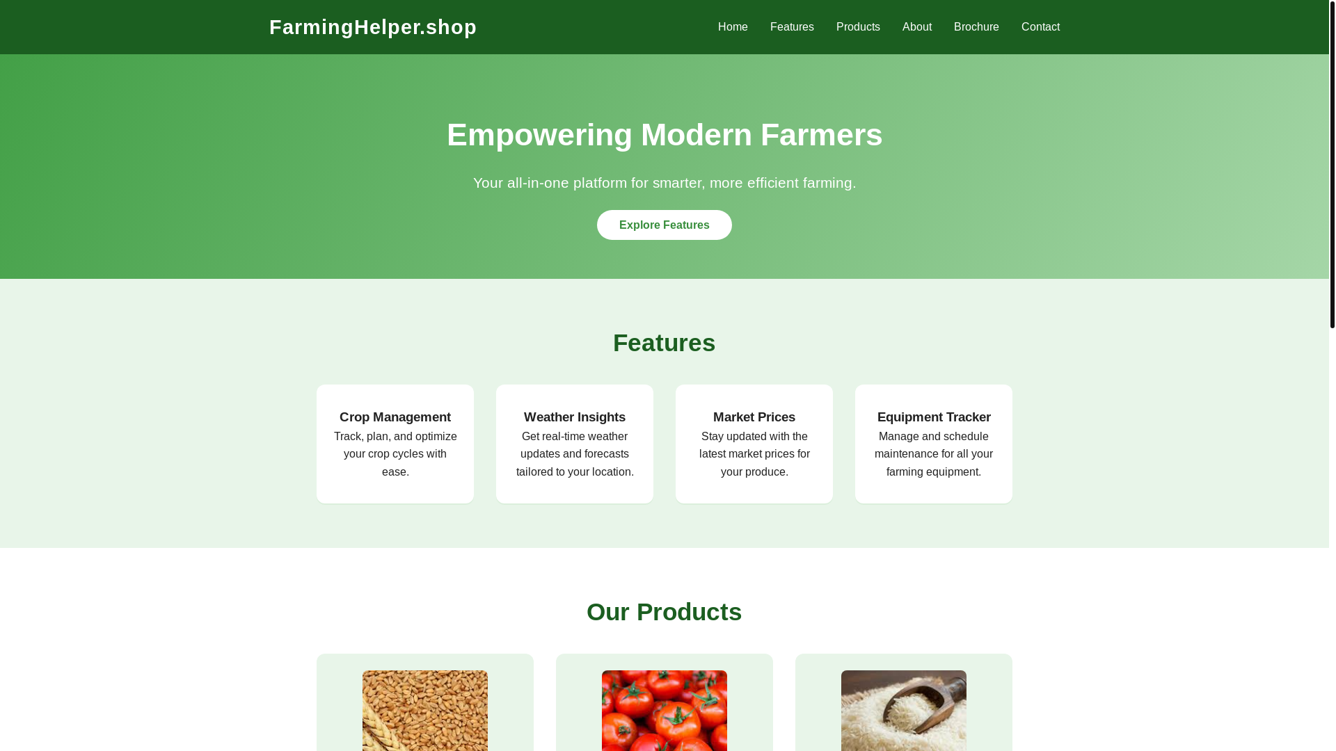 website screenshot of https://farminghelper.shop/