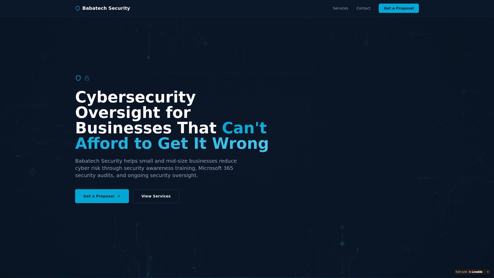 website screenshot of https://babatechsecurity.com/