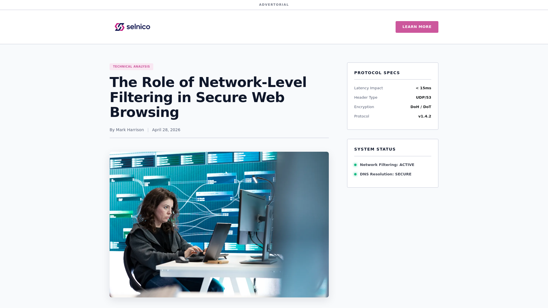 website screenshot of https://selnico.com