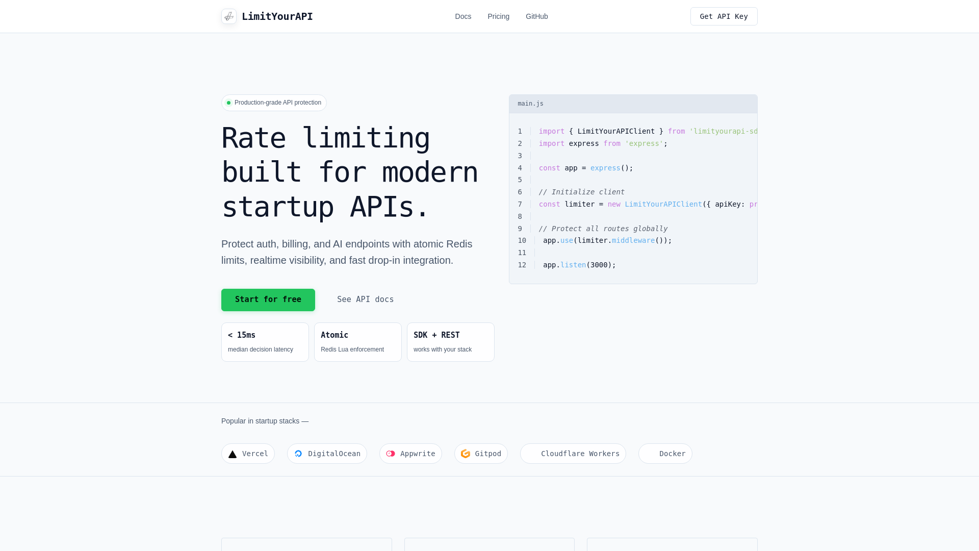 website screenshot of https://limityourapi.tech/