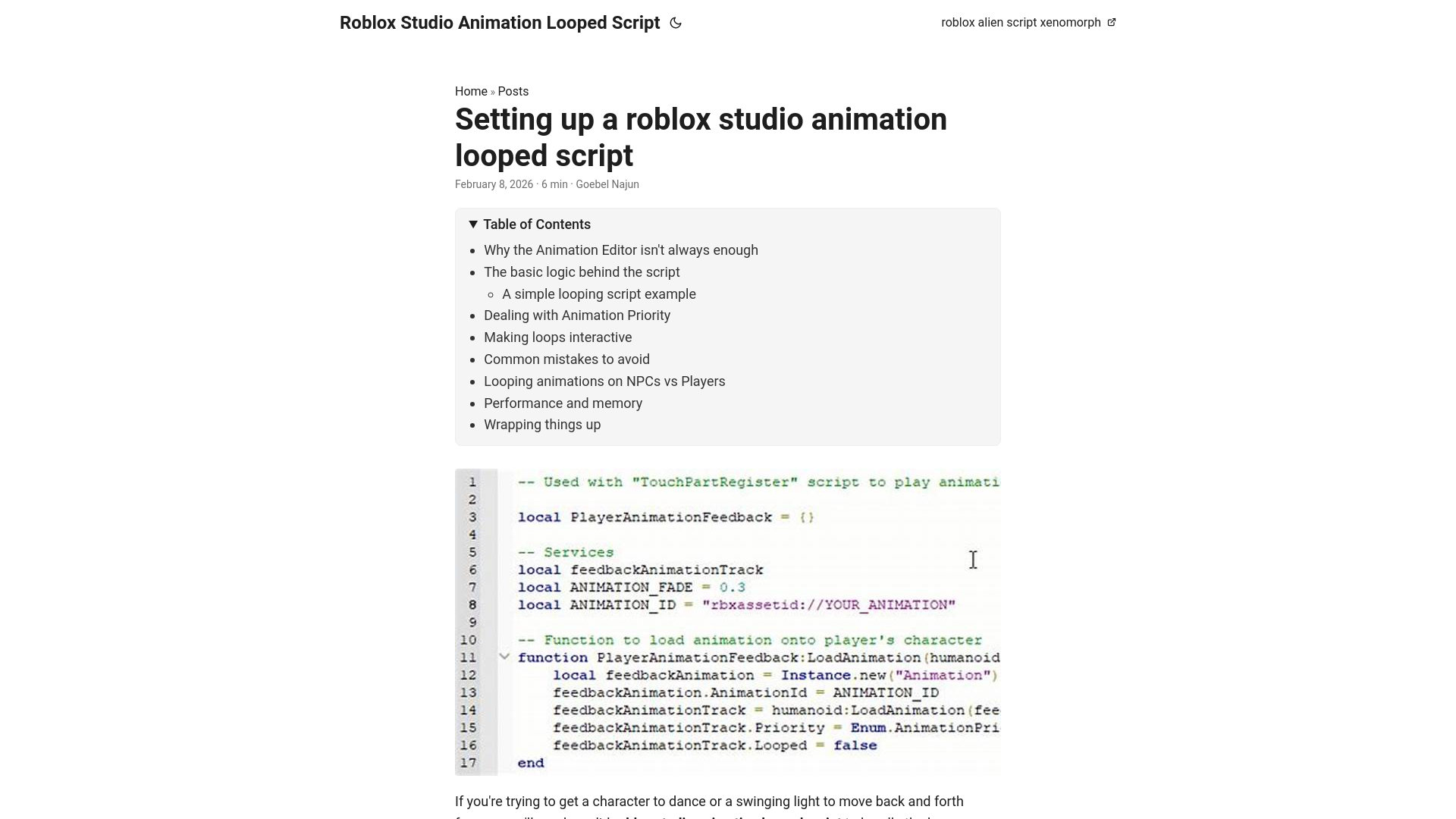 website screenshot of https://roblox-studio-animation-looped-script.pages.dev/
