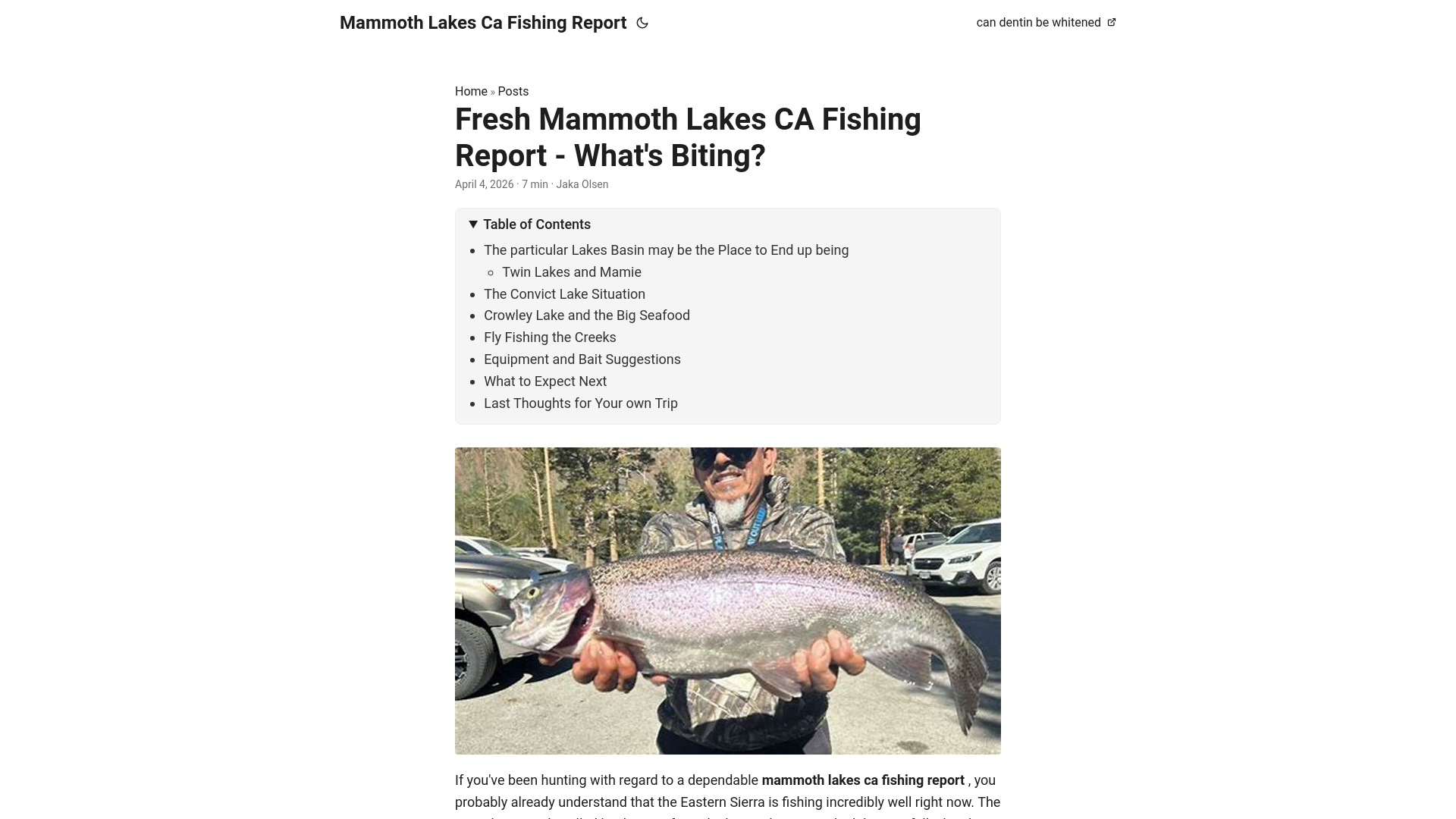 website screenshot of https://mammoth-lakes-ca-fishing-report.pages.dev/