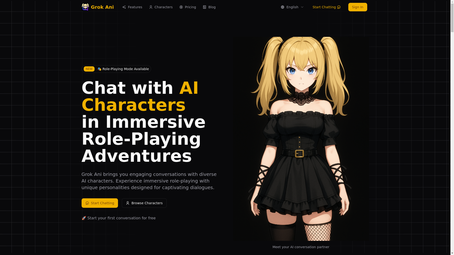 website screenshot of https://grok-ani.com/
