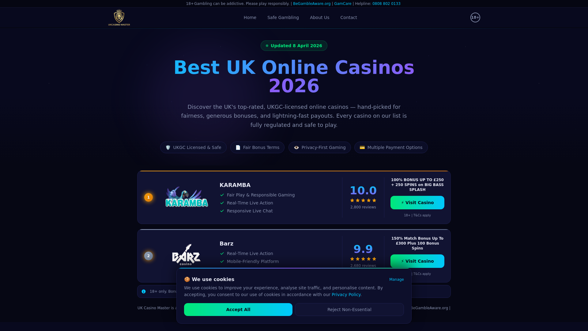 website screenshot of https://ukcasinomaster.org/