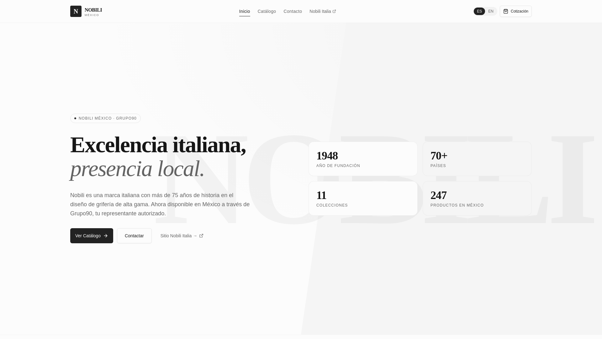 website screenshot of https://nobilimexico.com/