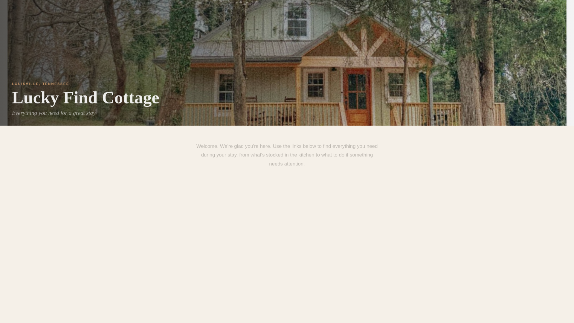 website screenshot of https://luckyfindcottage.com/