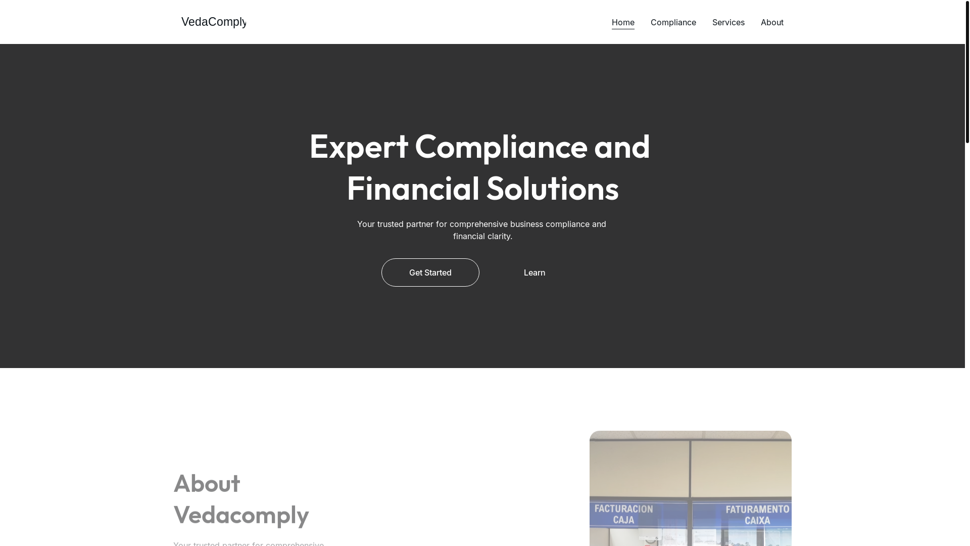website screenshot of https://vedacomply.com/