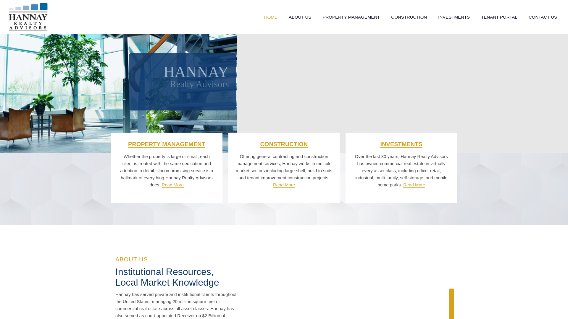 website screenshot of http://www.hannayrealtyadvisors.com/