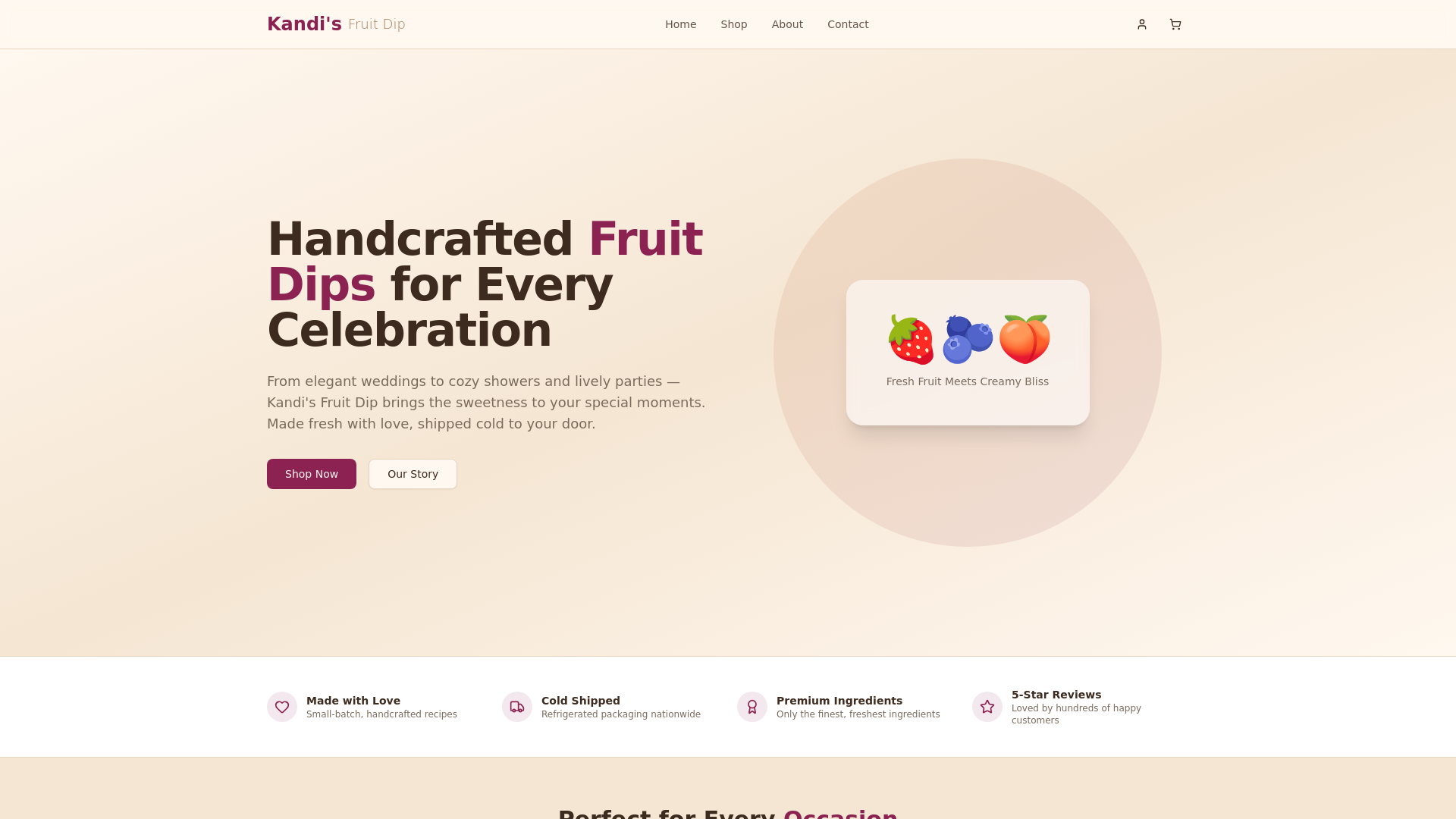 website screenshot of https://kandisfruitdip.com/