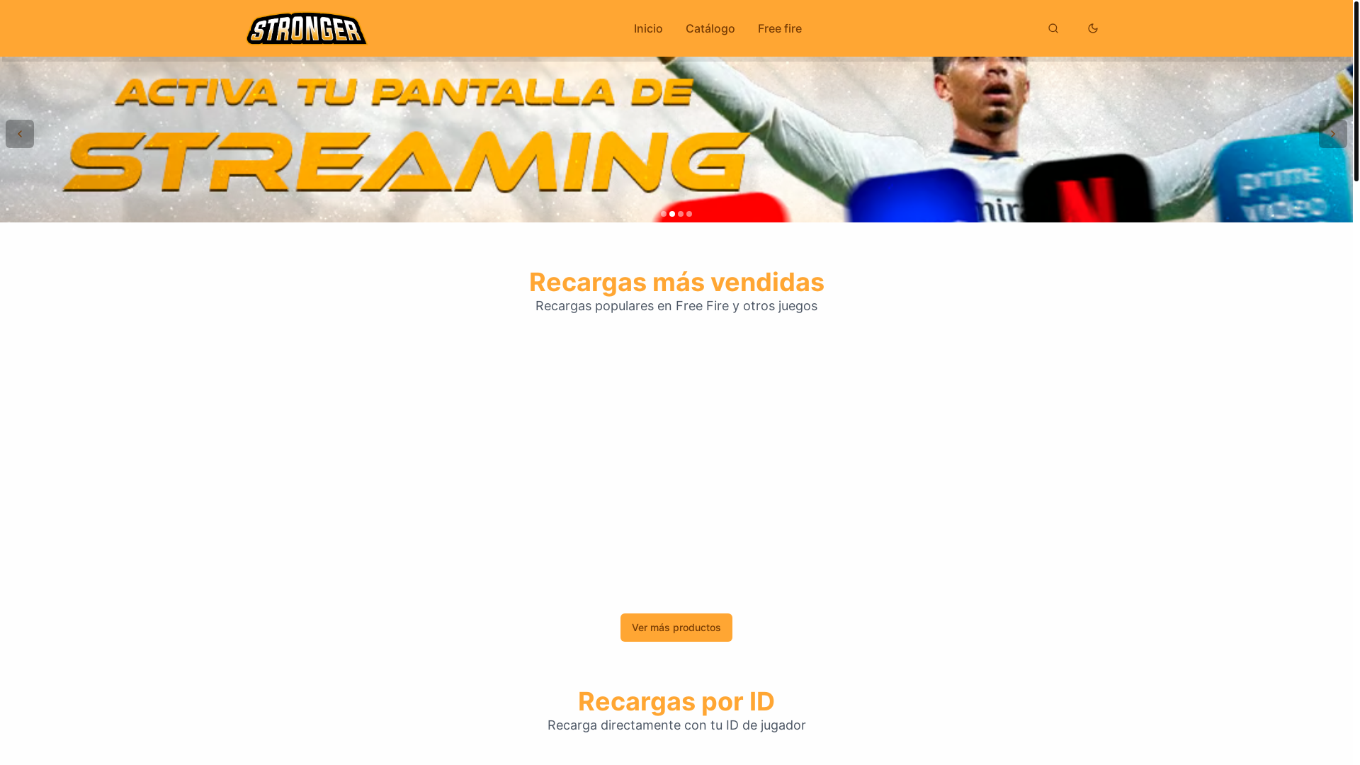 website screenshot of https://recargasstronger.com/