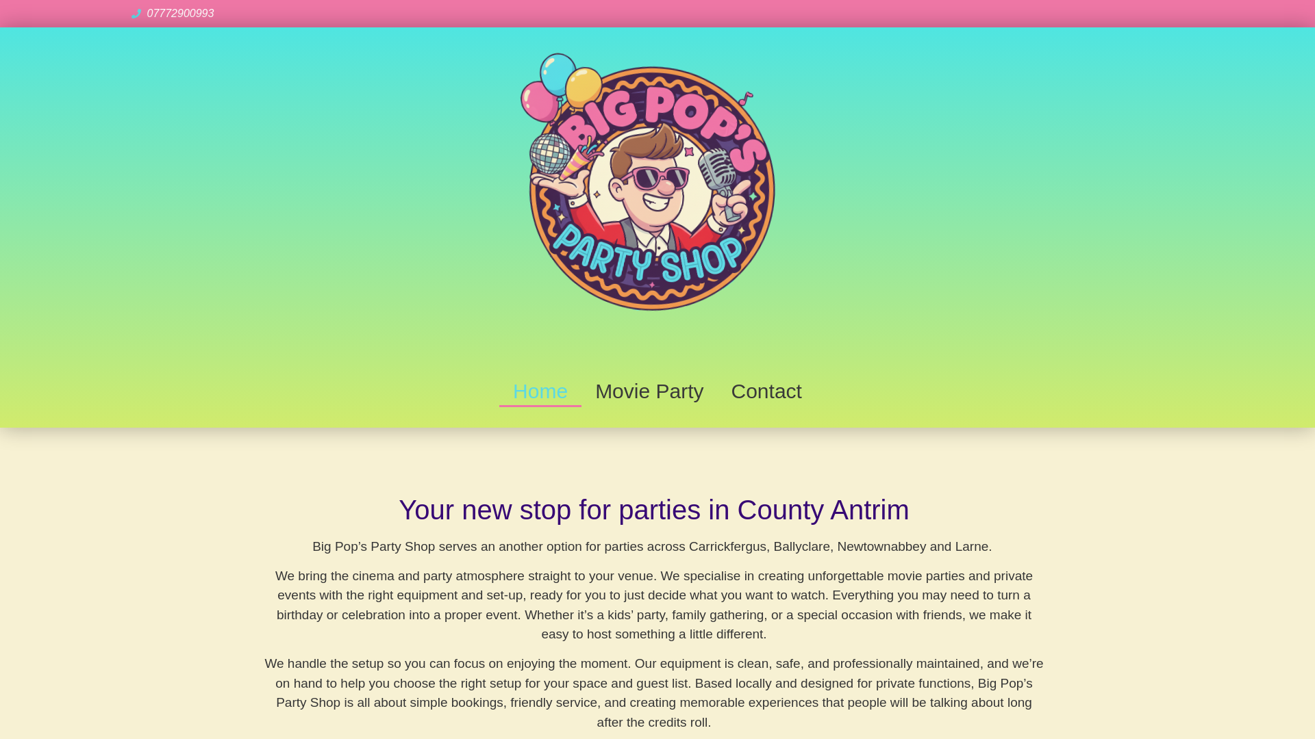 website screenshot of https://bigpopspartyshop.co.uk