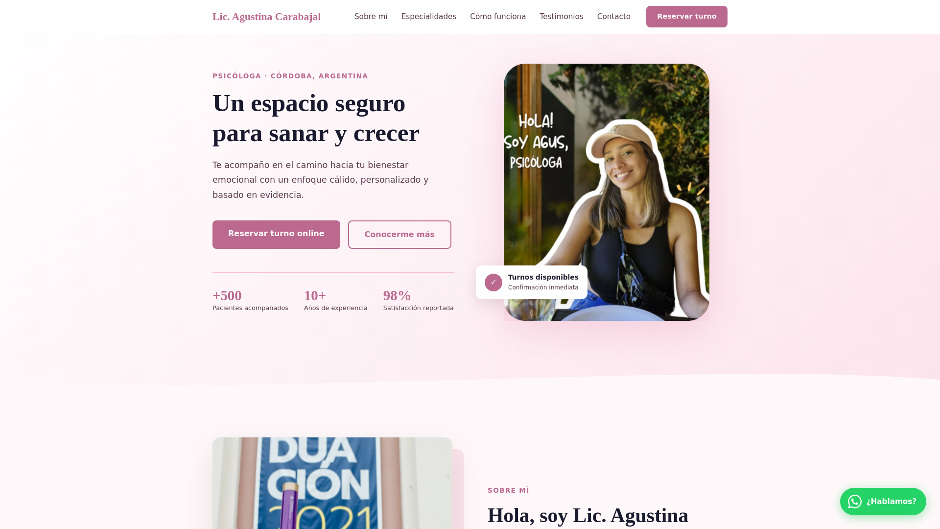 website screenshot of https://agustinacarabajal.com/
