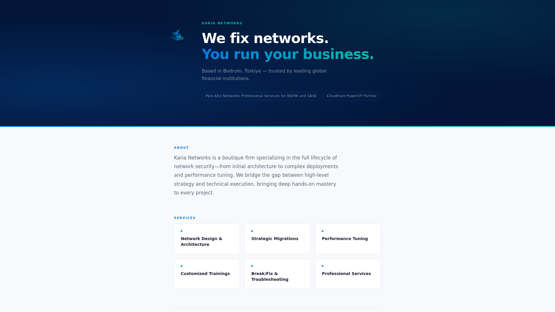 website screenshot of https://karianetworks.pages.dev/
