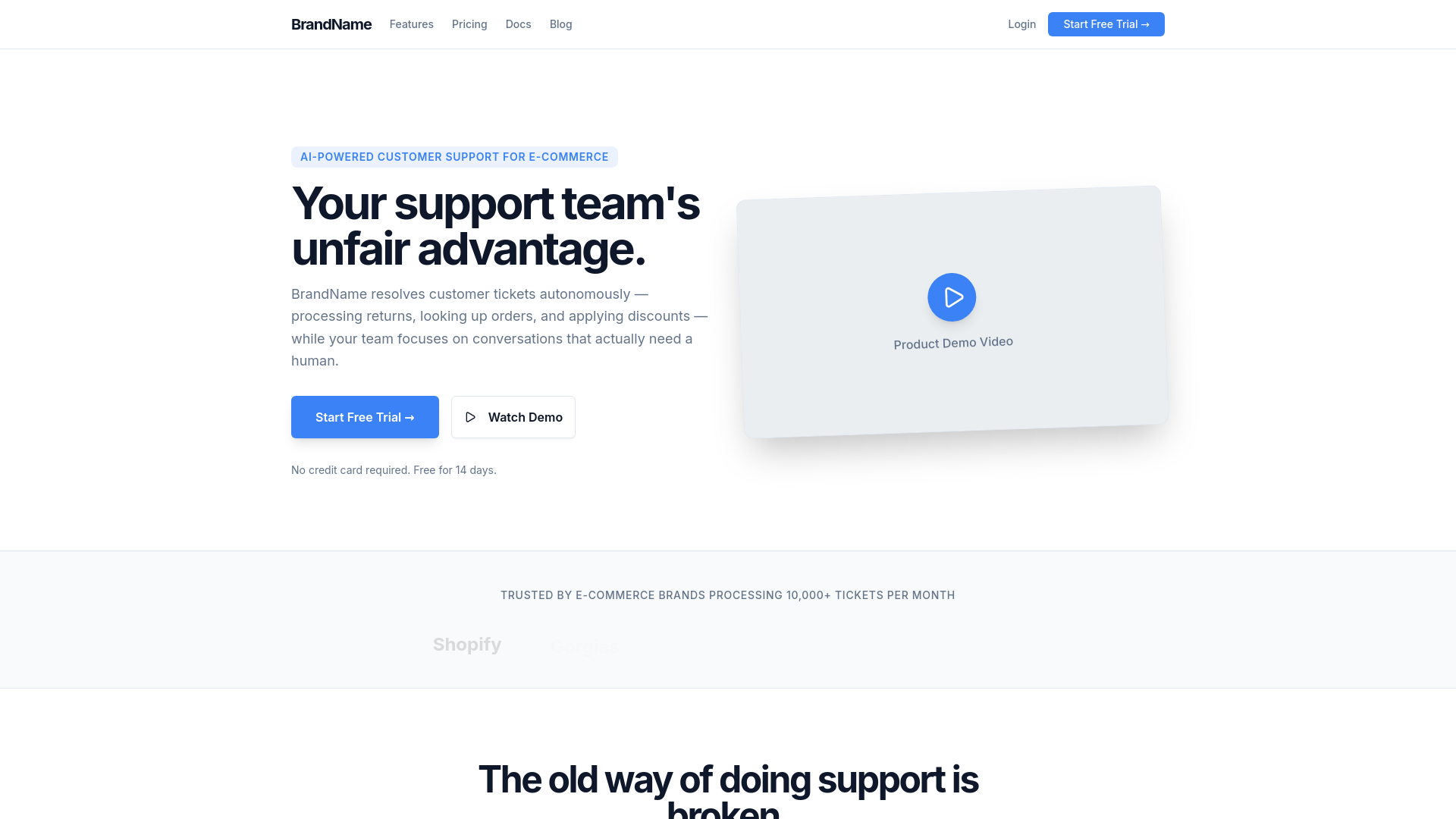website screenshot of https://squidsupport.ai/