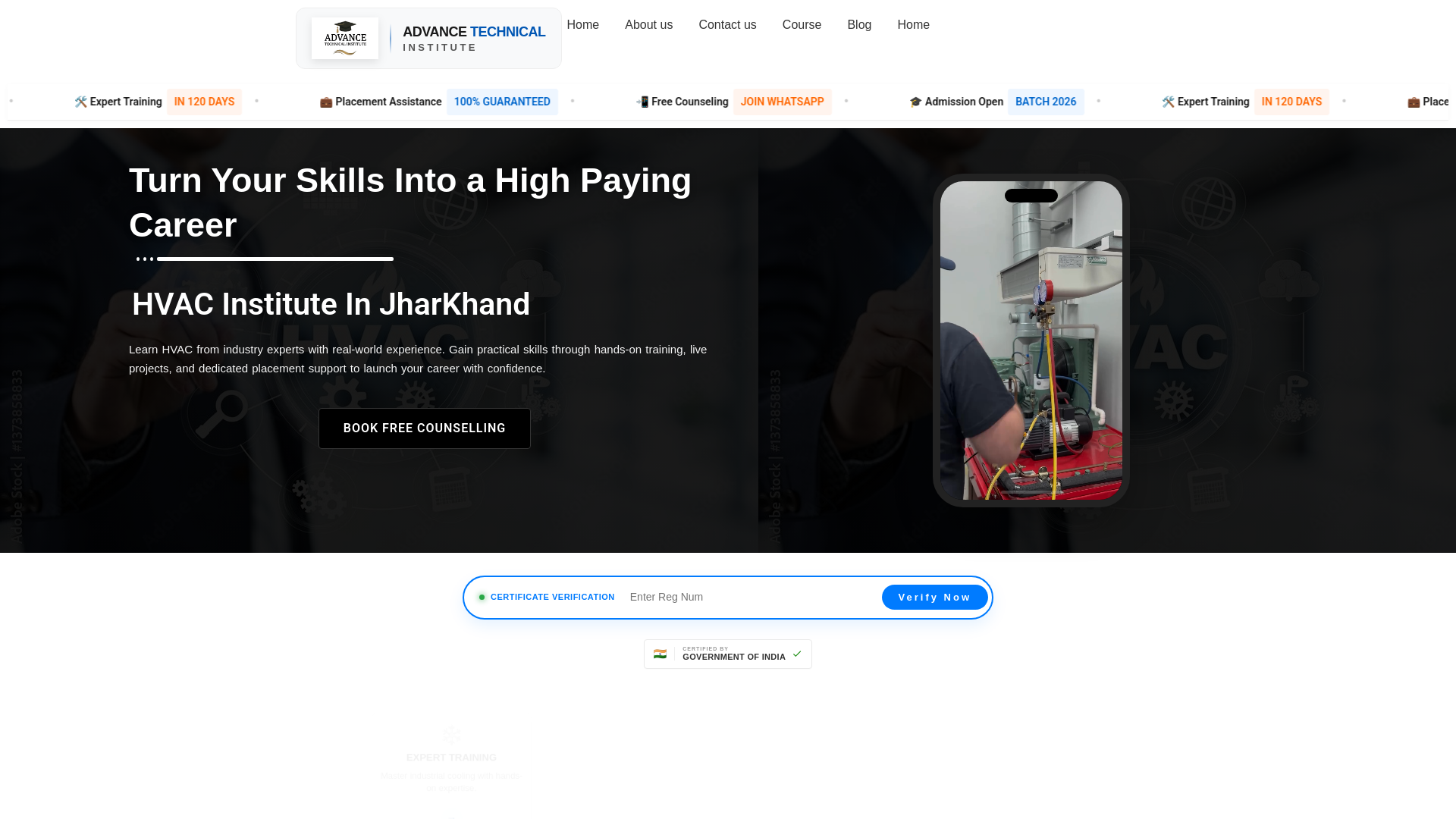 website screenshot of https://advtechjsr.com/