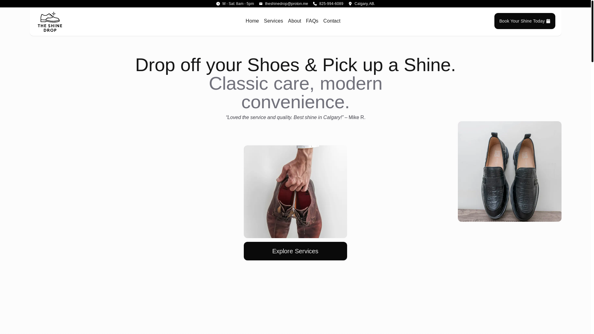 website screenshot of https://theshinedrop.com/