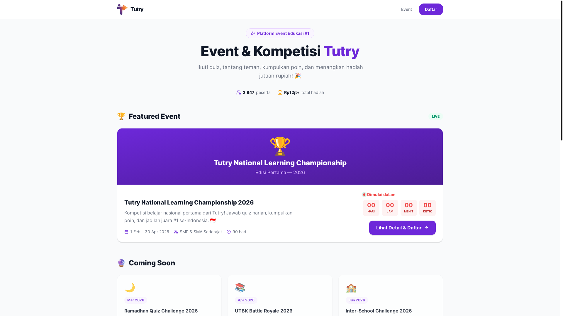 website screenshot of https://event-tutry.pages.dev/
