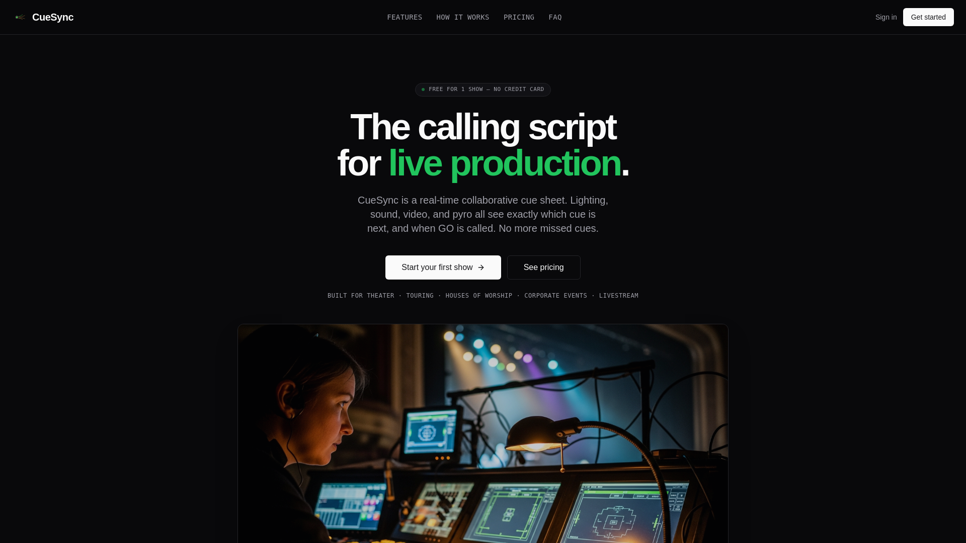 website screenshot of https://cuesync.ai/