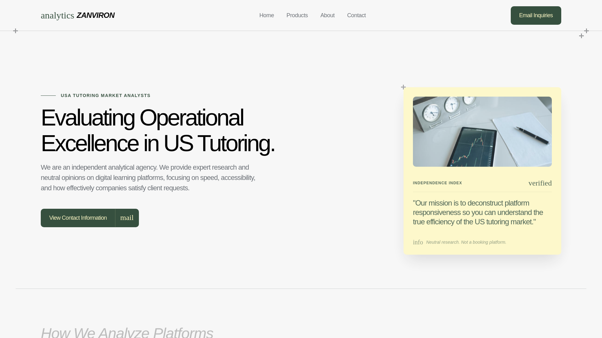 website screenshot of https://zanviron.com/