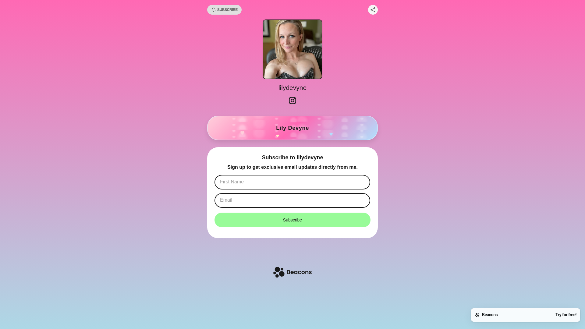 website screenshot of https://lilydevyne.vip/