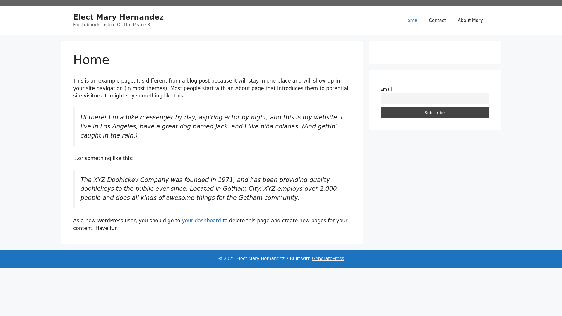 website screenshot of https://electmaryhernandez.com/
