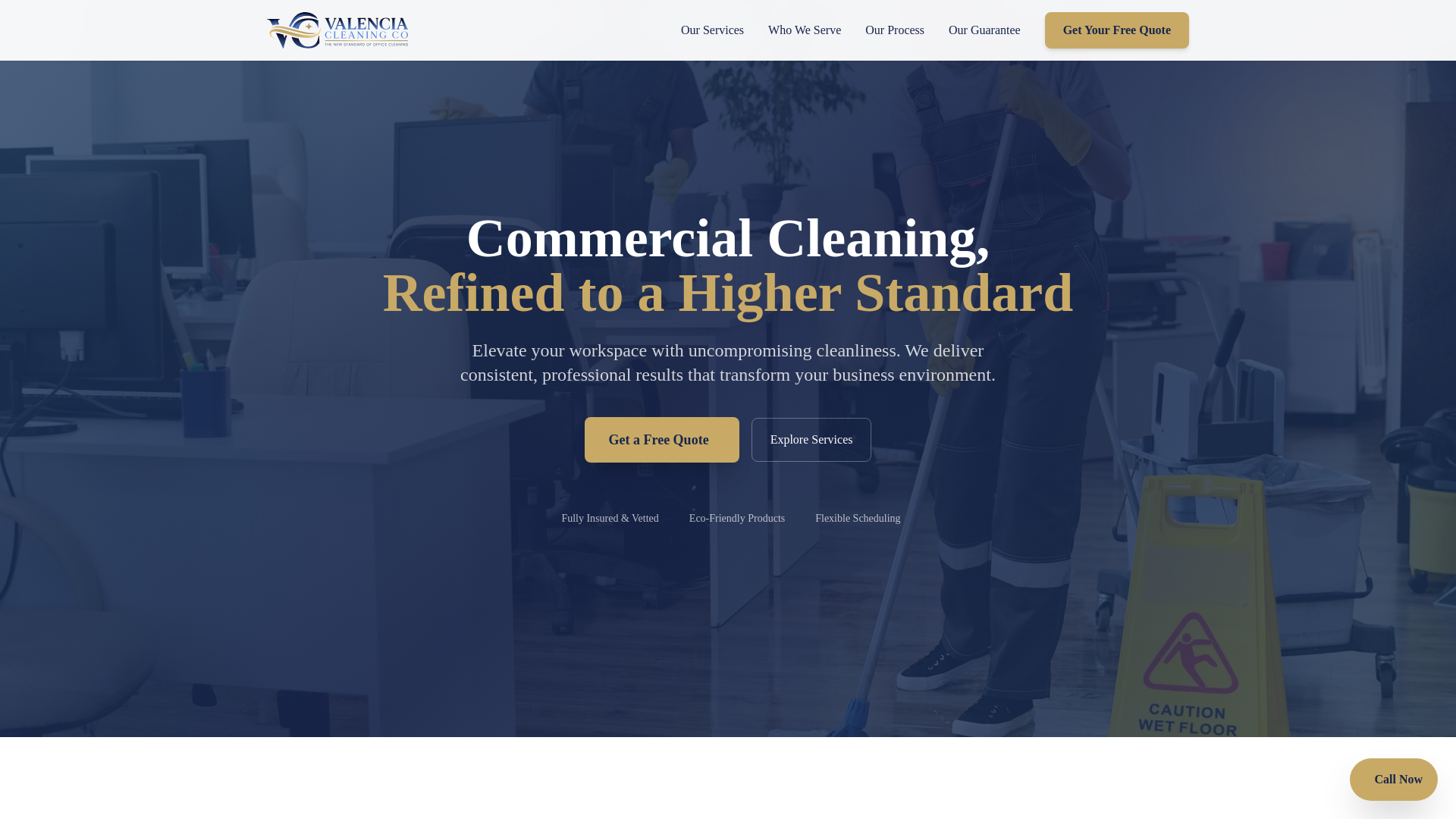 website screenshot of https://valenciacleaning.co/