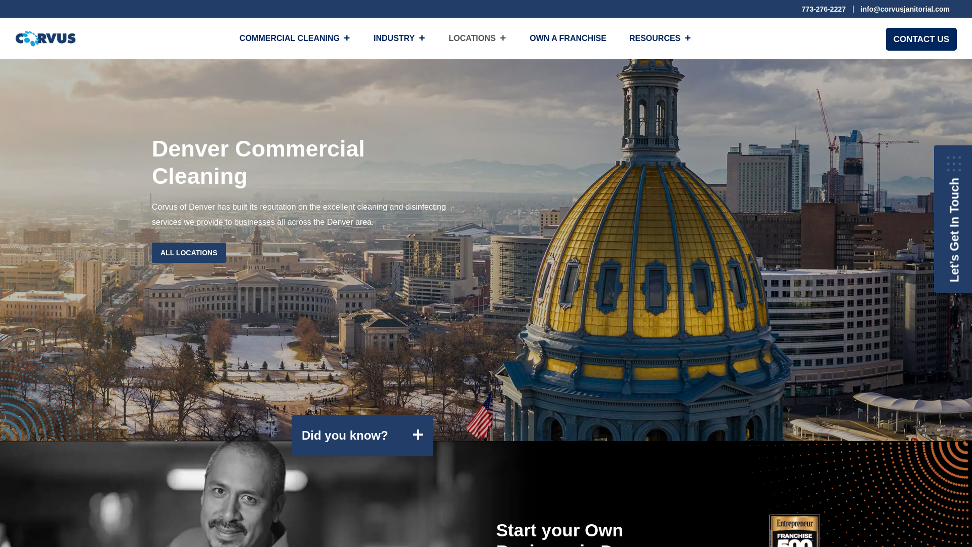 website screenshot of https://corvusjanitorialystemsco.com/