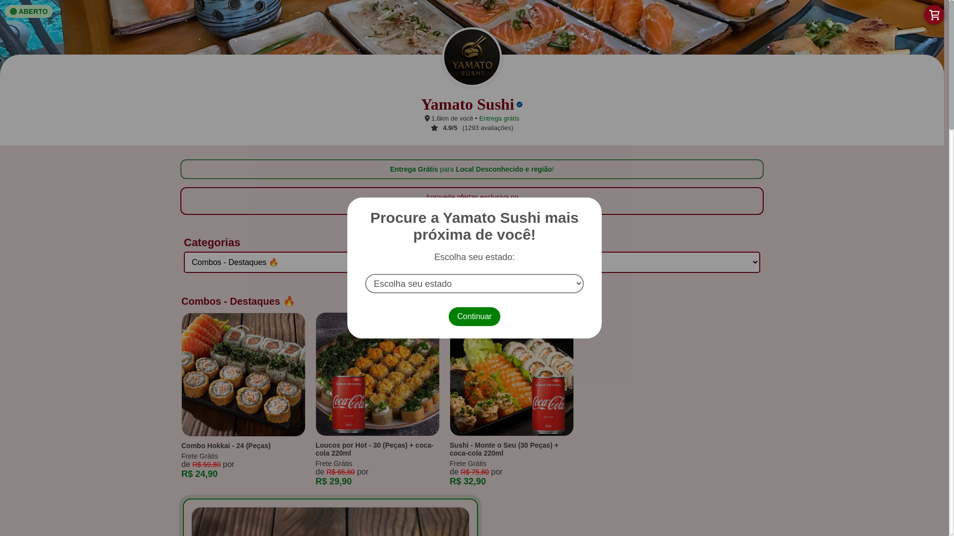 website screenshot of https://sushiyadelivery.site/