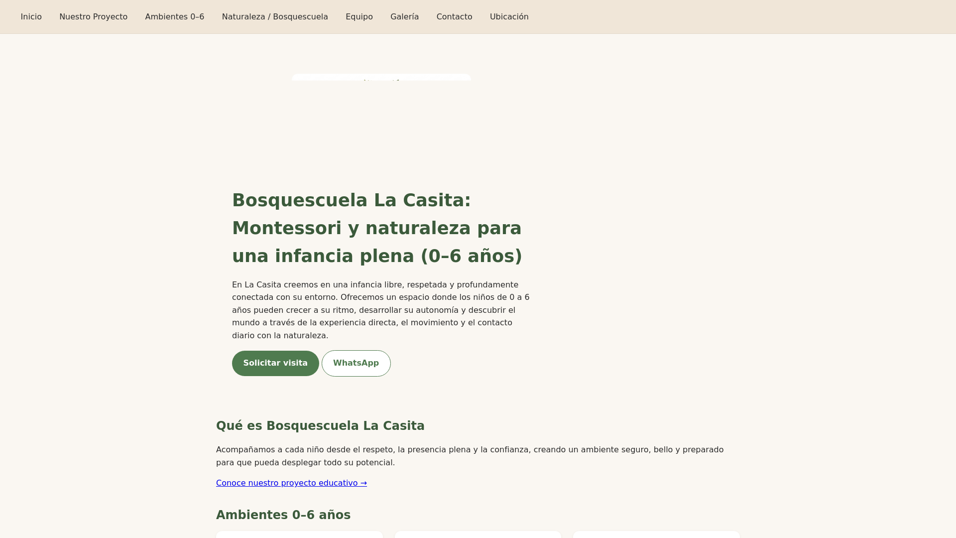 website screenshot of https://bosquescuelalacasita.es/