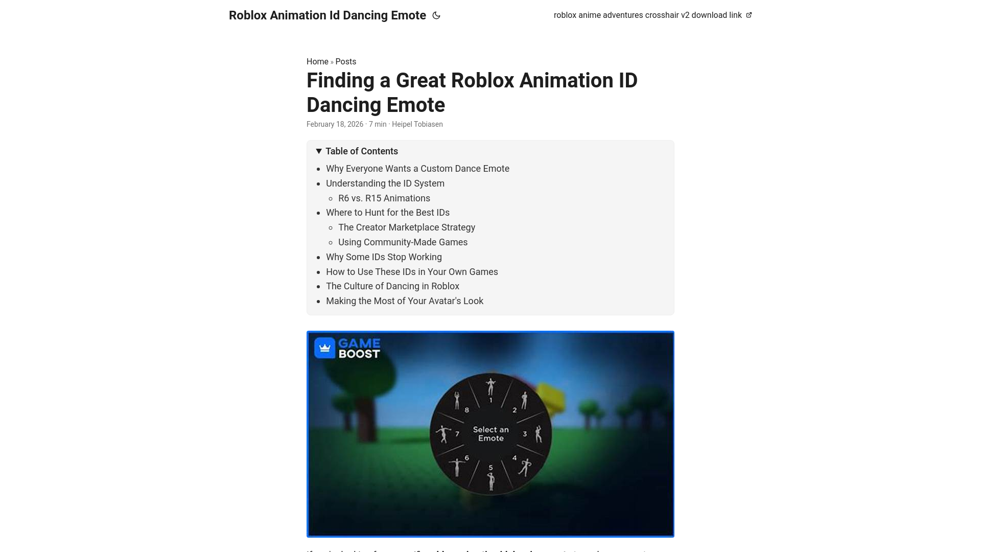 website screenshot of https://roblox-animation-id-dancing-emote.pages.dev/