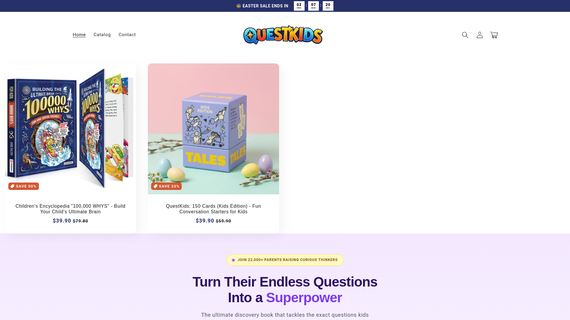 website screenshot of https://eduquestkids.com