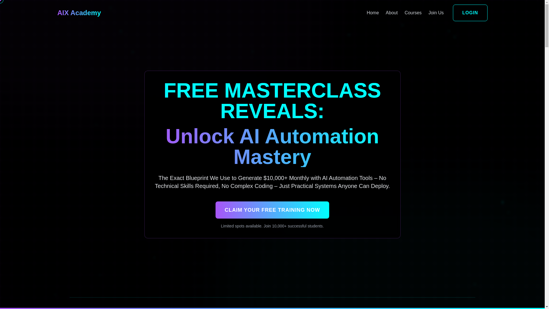 website screenshot of https://aixacademy.ae/